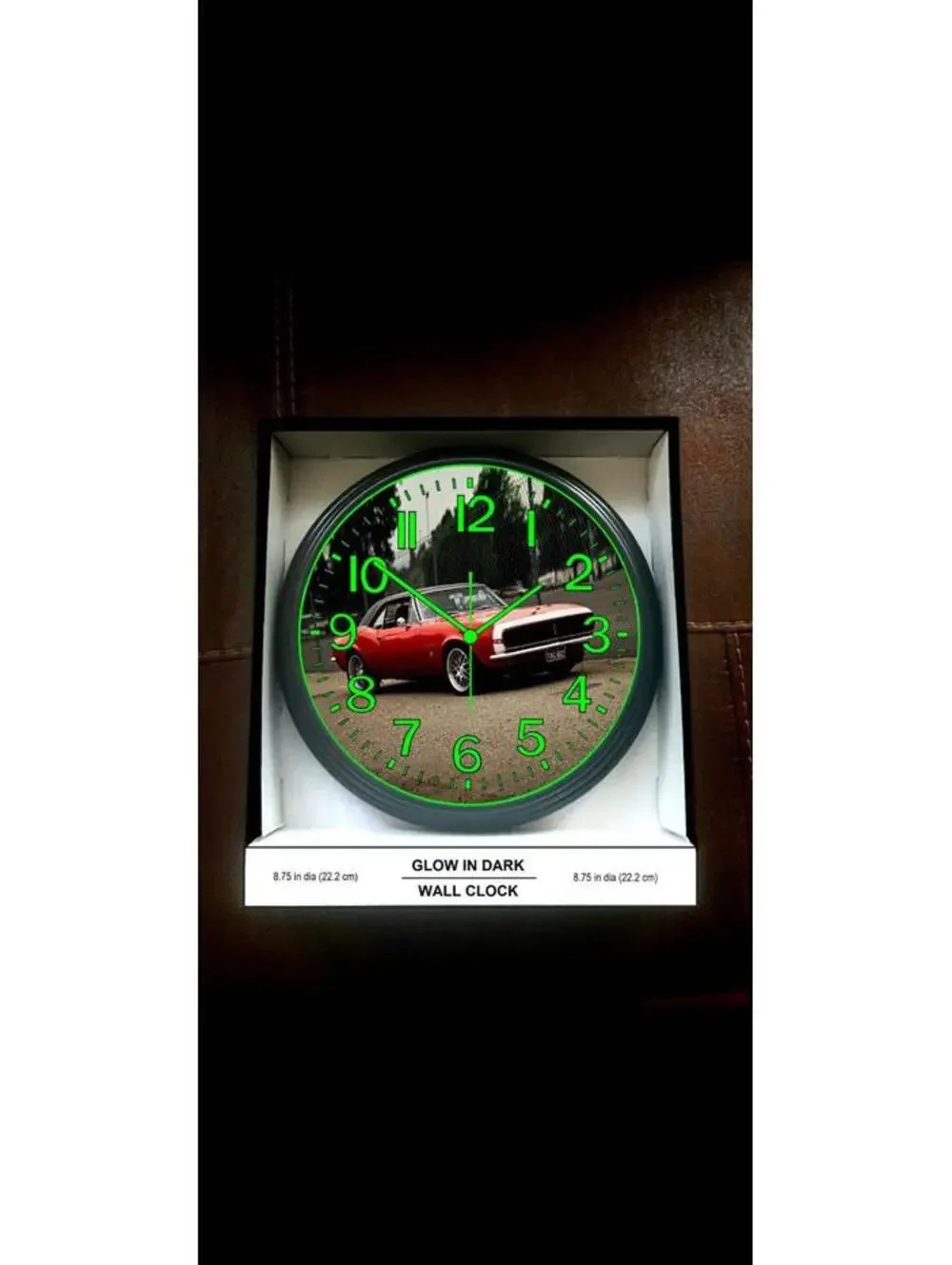 Glow in the Dark Wall Clock Chevy Corvette Camaro Spitfire Retro Army